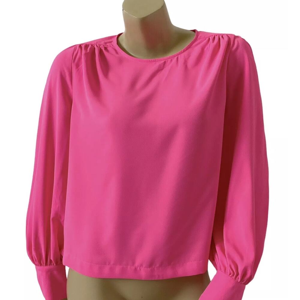 MARLED REUNITED CLOTHING Womens Size Small Barbie Hot Pink Crop Shirt NWT